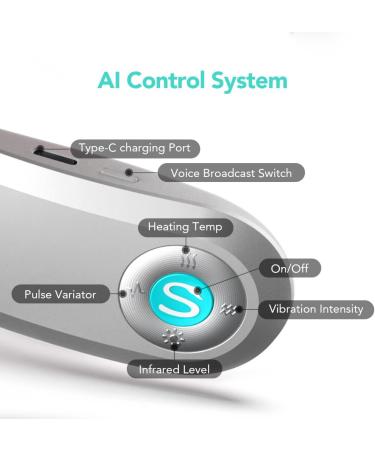 SKG Cordless Neck Massager with Heat & Vibration | G7 PRO Portable Electric Cervical Massager | Pain Relief for Women & Men - Silver Grey - Buy Online on SooperMarket.com