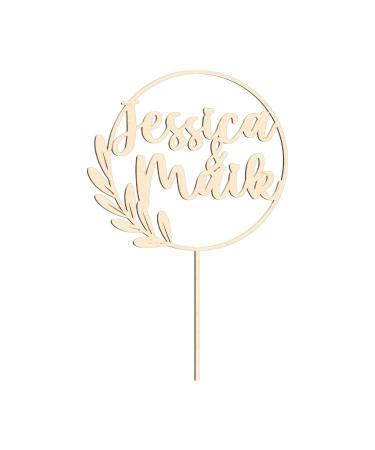 Cake topper personalized with name-natural wood decoration accessory cake cake size: 20 cm material: birch multiplex (birch multiplex-nature) birch multiplex-natural 20 cm