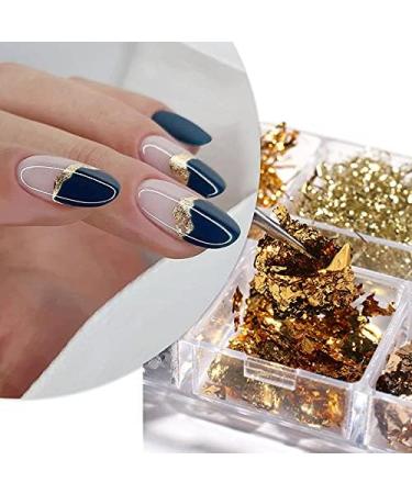 Eseres 3D Sparking Gold Flakes Nail Foil - 6 Grids Metallic Glitter for Nail Art Design in Gold & Silver - Buy Online on SooperMarket.com