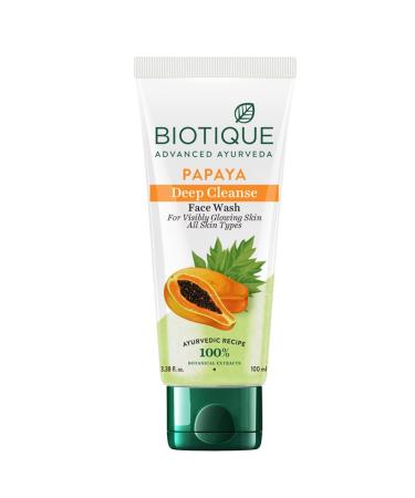 Biotique Bio Papaya Visibly Flawless Skin Face Wash  100ml I All Skin Type I Dissolve Dead Surface Cells  Unclog Pore Openings