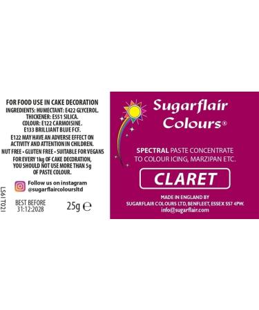Sugarflair Claret Spectral Food Colouring Paste - 25g | Highly Concentrated for Vibrant Colors on Sugar Pastes, Buttercream, Royal Icing, and Cake Mix - Buy Online on SooperMarket.com