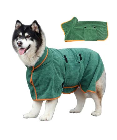 Dlmlemu Super Absorbent Pet Bathrobe Fast Drying Pet Bath Towel Dog Bathrobe Towel with Adjustable Strap Hood Dog Drying Robes for Large Medium Small Pet Cat Soft Quick-Drying and Warm M