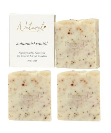 3x natural Cilt St. John's wort soap - 100% natural soap - without questionable ingredients - certified - handmade - shower soap for all skin types - shower gel - Natural food metics Johanniskraut oil 100 g (3 -pack)