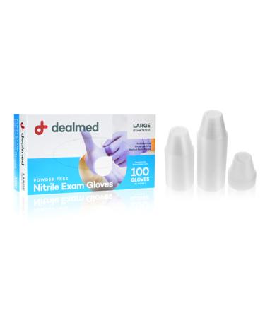 Dealmed Nitrile Exam Gloves and Medicine Cup Bundle | Size Large 100 Count Gloves and 100 Count 1 oz. Cups | Disposable Latex Free