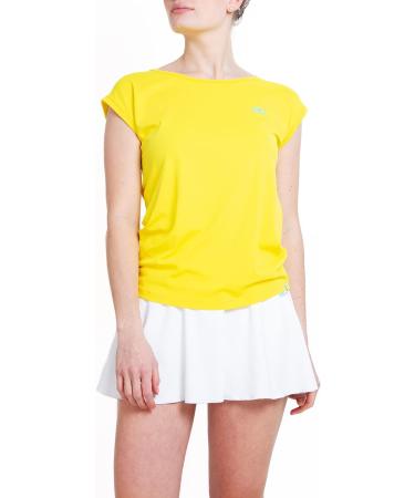 Sportkind Girls & Women Tennis & Padel T-Shirt - Loose Fit Breathable UV Protection UPF 50+ Short Sleeve Yellow - Buy Online on SooperMarket.com
