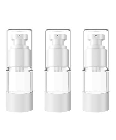 TIANZD 3Pcs Empty 15ml Transparent Airless Pump Bottles Refillable Clear Travel Vacuum Lotion Pump Containers for Cosmetic Foundation Lotion Gel - No Straw Required