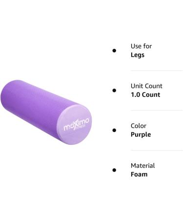 Maximo Fitness Fascia Roll - Medium Hard Massage Roller for Spine Back Legs & Arms (45x15 cm) - Ideal for Yoga Pilates & Post-Sport Recovery - Purple - Buy Online on SooperMarket.com