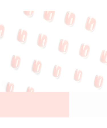 Mouyouglow Short Squoval Nude French Press-On Nails | White Tip Acrylic Fake Nails with Glue - Perfect for Effortless Style - Buy Online on SooperMarket.com