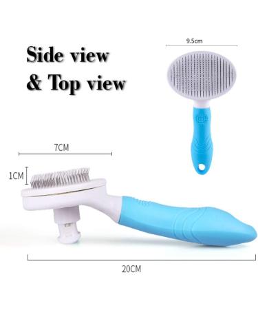 ShipeeKin Effective Grooming Dog/Cat Brush Detangling Comb for Dogs and Long-haired Cat with Cleaning Button against Knotted Hair Self Cleaning Brush for Pets with Medium and Long Hair L9-blue - Buy Online on SooperMarket.com