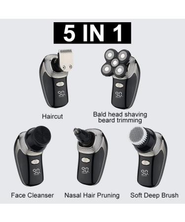 5D Floating Heads Electric Shaver - 5 in 1 Rechargeable Razor & Hair Clipper for Men | Nose & Ear Trimmer & Facial Cleaning Brush - International Shipping - Buy Online on SooperMarket.com