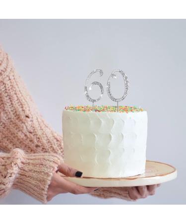 ENSTAB Silver Rhinestones Cake Topper - Happy Birthday & Anniversary Decoration | International Shipping - Buy Online on SooperMarket.com