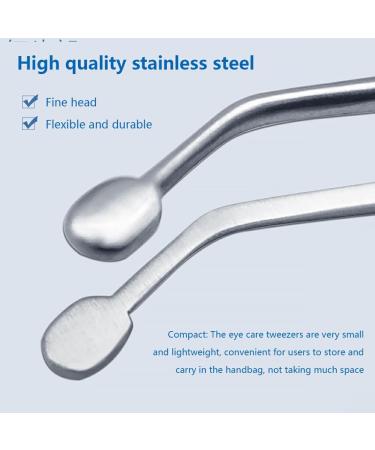Dajidafu Stainless Steel Eyelid Precision Tweezers Eye Clogging Removal Cleaning Clamps Tools with Non-Slip Handle Personal Care Small Round Tip - Buy Online on SooperMarket.com