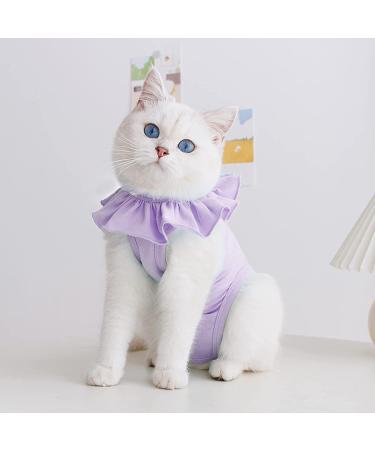 Yeapeeto Cat Recovery Suit | E-Collar Substitute for Cats | Prevent Licking Abdominal Wounds | Breathable & Warm After Surgery | Purple S - Buy Online on SooperMarket.com