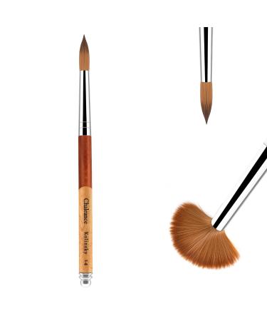 Aokitec Kolinsky Acrylic Nail Brush #14 Sable Acrylic Brush for Nails Wood Nail Art Brush for Acrylic Application Manicure Tool Size 14