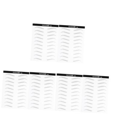 HAPINARY 6 Sheets Pairs Artificial Eyebrow Patch Eyebrow Waterproof Clear Artificial Hairs Eyebrow Gel Black