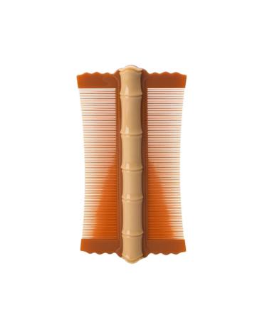 AMZLORD Lice Comb Flea Lice Removal Comb Double-sided Hair Nit Comb Fine Tooth Hair Grooming Comb Bamboo Shape for Cats Dogs Orange