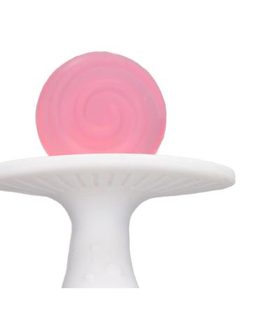 Silicone Baby Teether Stick for 6-12 Months | Easy-to-Clean Teething Toy in Candy Shape | BPA-Free (Pink White) - Buy Online on SooperMarket.com