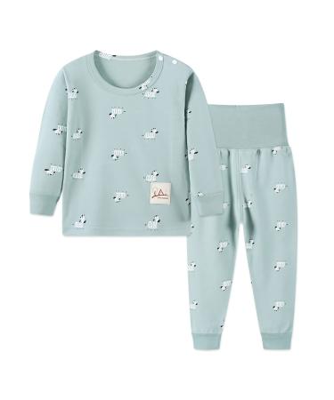 YANWANG 100% Cotton Baby Boys Girls Pajamas Set Long Sleeve Sleepwear(6M-5Years) 6-12 Months Green-zebra