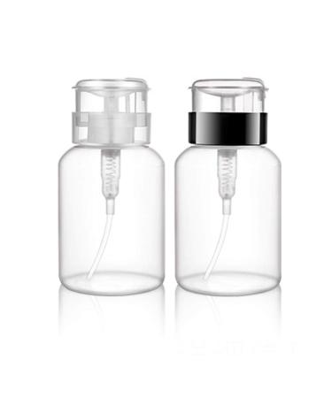ConStore 2 Pcs 200ml(6.8oz) Pump Dispenser Bottle for Nail Polish Remover Push Down Empty Plastic Makeup Remover Alcohol Liquid Pumping Dispenser Bottle