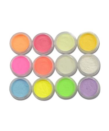12 Colors Neon Pigment Nail Powder Dust Nail Glitter Glitter Powder for Nails Nail Powder Luminous Pigment Powder DIY Nail Art