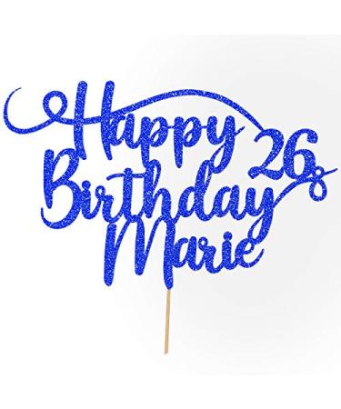 Cakeshop personalized happy birthday glitter cake decoration adapted color every name & every old cake decoration for birthday party (light blue)