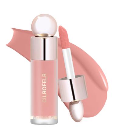 Cilrofelr Dewy Liquid Blush  Soft Cream Liquid Blush for Cheek  Buildable & Blendable Pigment  Lightweight & Smooth Texture  Longwear Formula for a Soft  Natural Flush (05 Nude Peach)