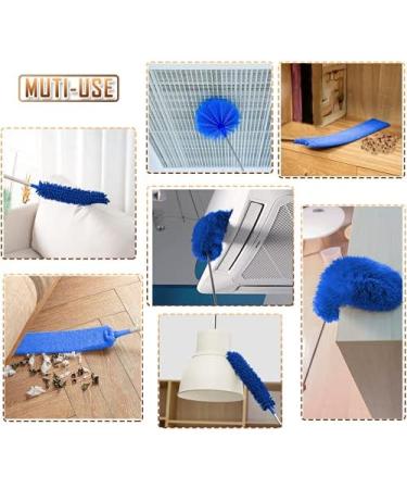 Microfiber Feather Duster 5PCS Set | Washable Cobweb Dusters with 100 Extension Pole | Bendable Telescopic Duster for High Ceilings, Fan Blades, Furniture, and Cars - Blue - Buy Online on SooperMarket.com