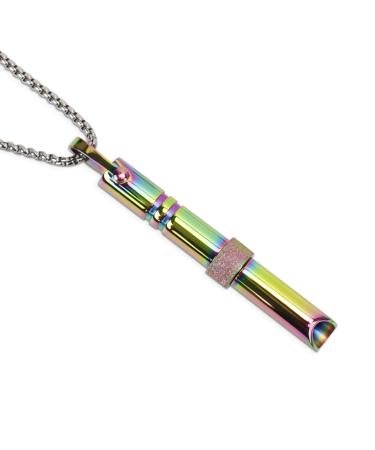 Anxiety Necklace Luwrevc Relief Anxiety Stress Breathing Calming Whistle Necklaces Meditation Mindful Spiritual Items for Men Women Reduce Stress Relaxation Quit Smoking Black Stainless Steel Necklace Multi