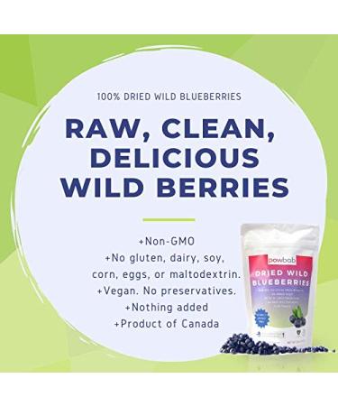 powbab Dried Wild Blueberries - 100% Whole, Unsweetened, Keto, Gluten-free, Vegan - Canada Grown, No Sugar Added, No Sunflower Oil or Apple Juice Concentrate, Sulfite Free - Buy Online on SooperMarket.com