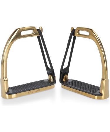 Equinate Safety Stalk Belfast 10cm Gold - Anti-Slip Rubber Tread | Stirrup for Adults & Children | Ankle Relief - 2 Pieces - Buy Online on SooperMarket.com
