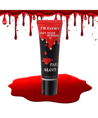GL-Turelifes Halloween Fake Blood Paint Makeup Coagulated Blood Scab Blood Gel Special Effects Wound Modeling SFX Makeup for Zombie Vampire Monster Cosplay Mouth Clothes Dress Up 1.06oz (Bright Red)