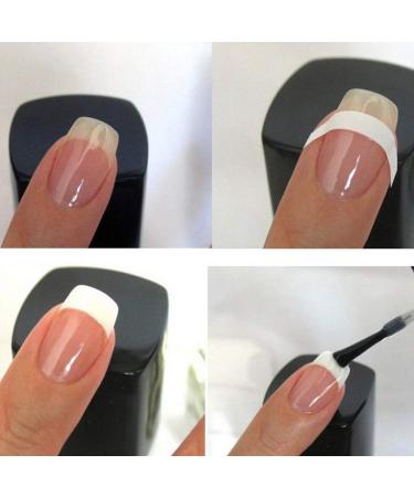 240Pcs French Manicure Nail Art Stickers - Self-Adhesive Tips for Manicure Decoration, DIY Nail Art Tools with Moon Shape Design - White - Buy Online on SooperMarket.com