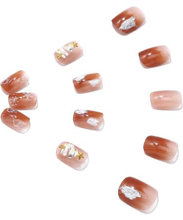 Brishow Christmas Glitter Snow Press-On False Nails - 24pcs Short Ballerina Acrylic Fake Nails for Women and Girls - Buy Online on SooperMarket.com