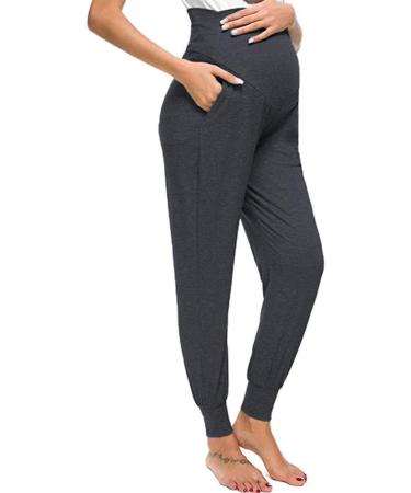 Love2Mi Maternity Women's Casual Pants Stretchy Comfortable Lounge Jogging Trousers XL Dark Gray