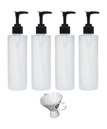 TEEROVA Plastic Pump Dispenser Bottles 8 oz BPA-Free Empty Refillable Containers for Lotion Shampoo and Massage Oil (Pack of 4)