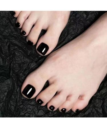 Decorative nail patch fake nails wears a nail toenail with solid color and black toenail patch and the finished nail patch is detachable and white-footed.