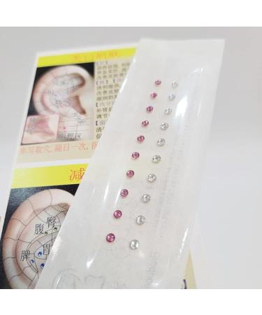 Pink and White Crystal Gem Stone Magnetic 24k Gold Bead Clear Tape Auricular Sticker Ear Seeds Ear Acupuncture - Buy Online on SooperMarket.com