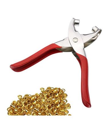 BlueSunshine 100pcs 4mm Brass Eyelets and Setting Pliers Kit for Leather, Canvas, All Fabrics Clothes, Shoes, Belts, Bags, Crafts