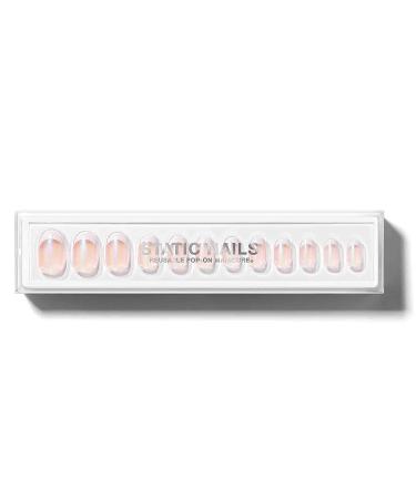 Static Nails Holographic French Round Manicure Set with Glue - Reusable Non-Damaging False Acrylic Press On Nails - Buy Online on SooperMarket.com