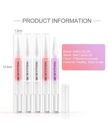 Shelloloh Cuticle Oil Set - Nourishing Dry Cuticles, 5 Flavor Revitalizer Pen with Soft Brush - 10pc Nail Care Kit - Buy Online on SooperMarket.com