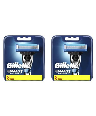 Gillette Mach3 Turbo sounds interchangeable for men's razor 8 pieces with blades harder than steel for shave up to 15 times per blade (pack of 2) 1 piece (2 pack)