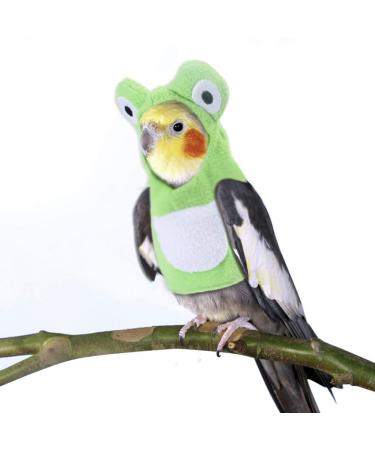 balacoo Bird Costume for Birds, Soft Frog Bird Clothes Bird Diaper Flight Suit for Parakeets Cockatiel Cockatoo Macaw Conure- Halloween Party