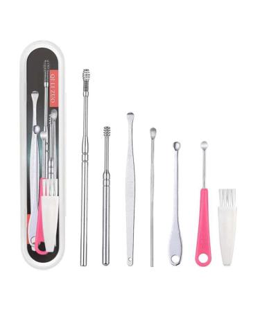 Generic 7 in 1 Stainless Steel Ear Cleaner Set Medical Earwax Remover Ear Cleaner Earwax Removal Tool for Adults and Children Ear Picker Portable Earwax Removal Kit Stainless Steel