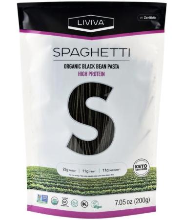 LIVIVA Organic Gluten Free Black Bean Spaghetti Noodle Pasta (2 Pk) 88 g Protein Bag - Certified Plant-Based Non-GMO Kosher Halal Vegan Keto Nutritious Pasta Plant-Based Protein Ready-to-Eat in minutes - Buy Online on SooperMarket.com
