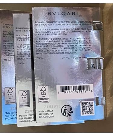 BVLGARI Man Rain Essence EDP Lot of 3 Mini Spray Sample Vials each 0.05 fl oz/1.5 ml each - Buy Online on SooperMarket.com