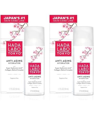 Hada Labo Tokyo Anti-Aging Hydrator 1.7 Fl. Oz - with Super Hyaluronic Acid Collagen and Retinol Complex - lightweight anti aging serum helps increase firmness and elasticity fragrance free