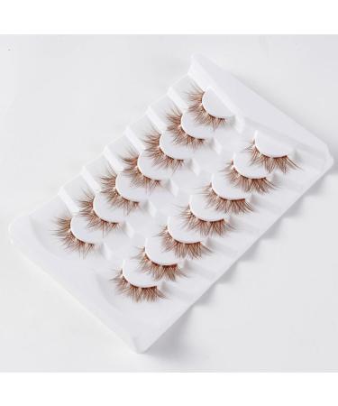 7 Pairs Natural Wispy Fake Eyelash DIY Brown Lashes Halloween Brown False Eyelashes Clear Band Manga Lashes Decorative Anime Eyelashes - Buy Online on SooperMarket.com