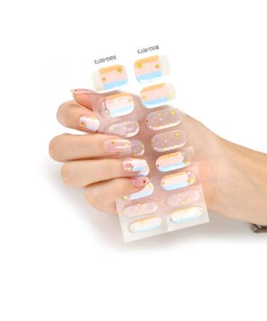 Semi-cured Gel Nail Sticker UV/LED Lamp Required Gel Nail Polish Wrap Fashion Design Gel Nail Art Stickers for Women Winter Autumn 0073