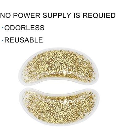 Hot Cold Therapy Eye Gel Bag - Reduce Dark Circles & Swelling | Reusable Cooling Mask | Glitter Golden Design - Buy Online on SooperMarket.com