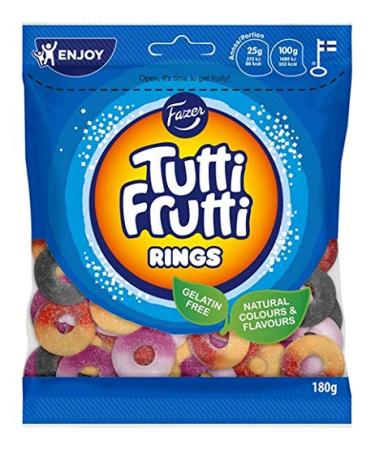 Fazer Tutti Frutti Rings Mix - Fruity - Licorice - Salmiak - Wine Gums - Candies - Sweets - Bag 180g
